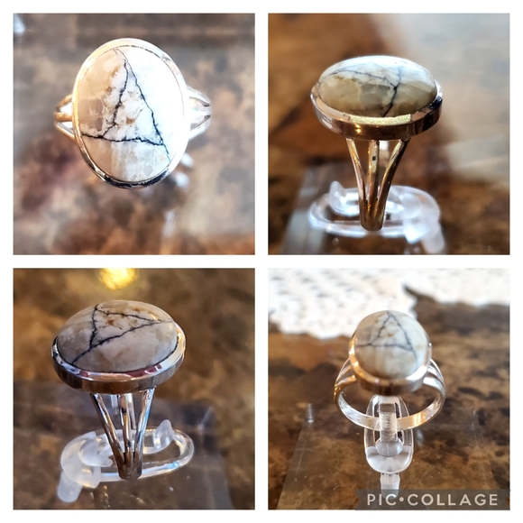 Genuine White Buffalo Turquoise Ring Size 8 - Picture 3 of 8